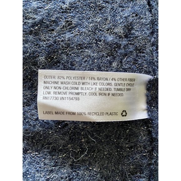 Knox Rose XXL Women’s Blue Metallic Sheer Fuzzy Knit Sweater Top Long Sleeve - Picture 4 of 7